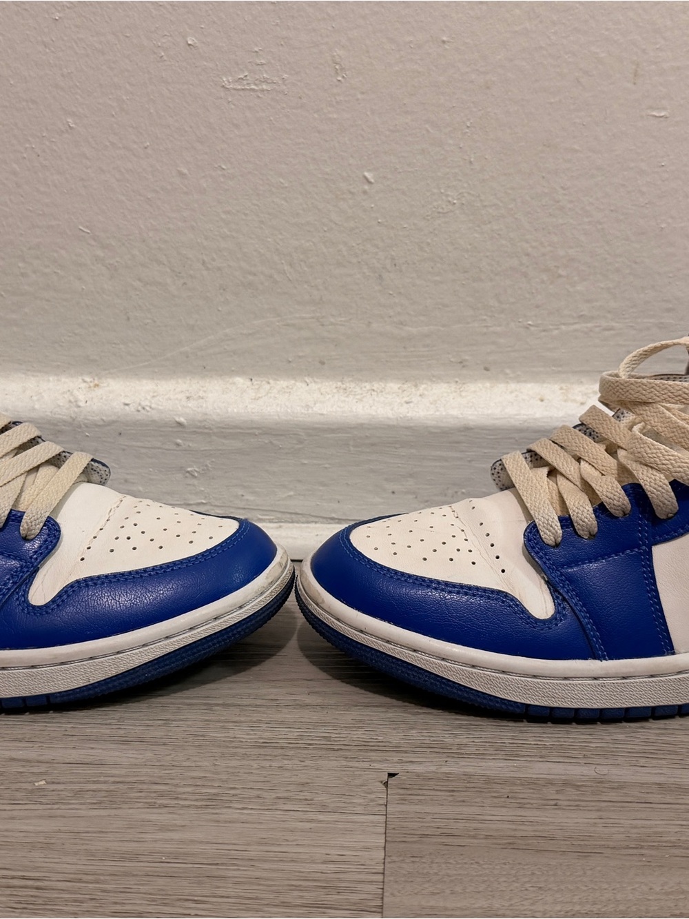 Jordan White and Royal Blue Low-Top Sneakers